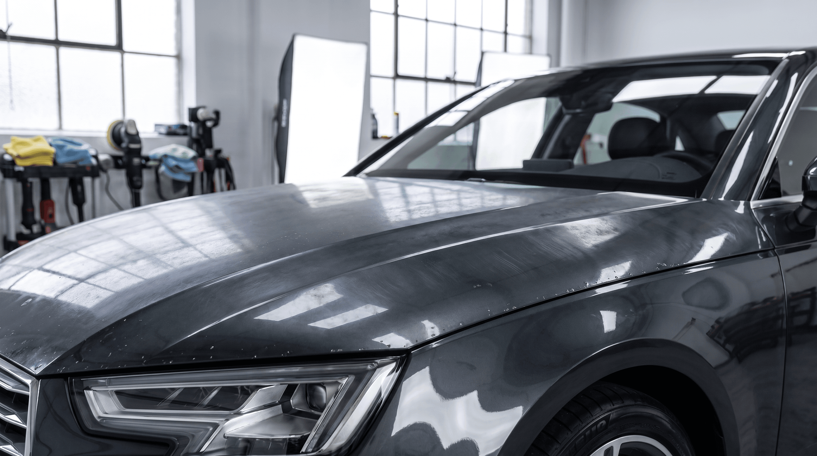 Paint before protection, dull with scratches and rock chips